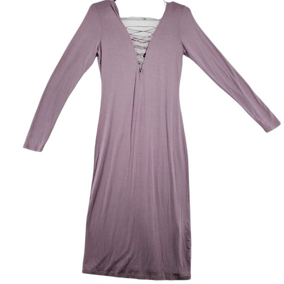 NWT FOREVER 21 Dress Women's Lace up Bodice & Back V-Neck Purple Large - Picture 1 of 12